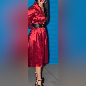 Alex Evenings Burgundy Long Sleeve Dress